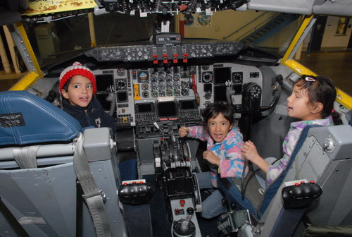 Sato Kids in KC-135R Flight Deck